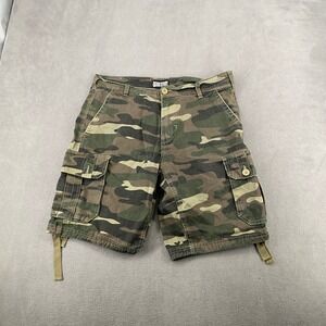 Freeworld Mens Camo Cargo Shorts Size 33 Green Woodland Camouflage Utility Pocke